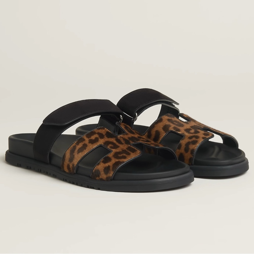 Chypre sandal Leopard Print Black Sandals - Picture 2 of 14